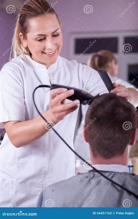 cutting hair apron|lady barber cutting men hair.